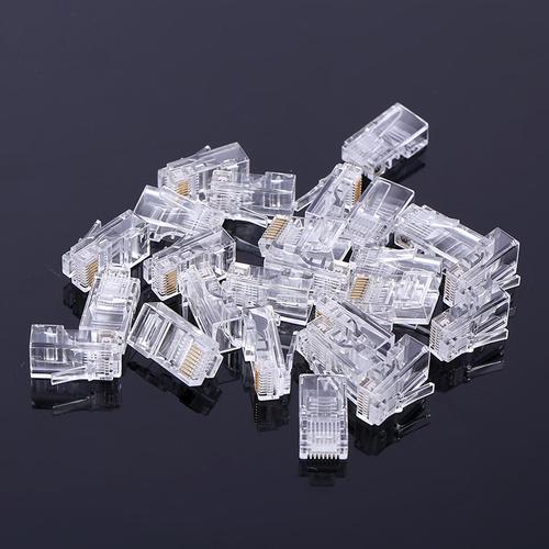 工厂直供 超五类rj45穿孔通孔网络水晶头8p8c穿孔非屏蔽镀金水晶头